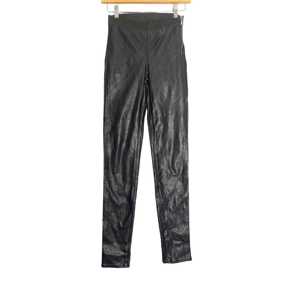 Divided H&M Womens Side Zip Fauz Leather Pants Leggings Black Size 4